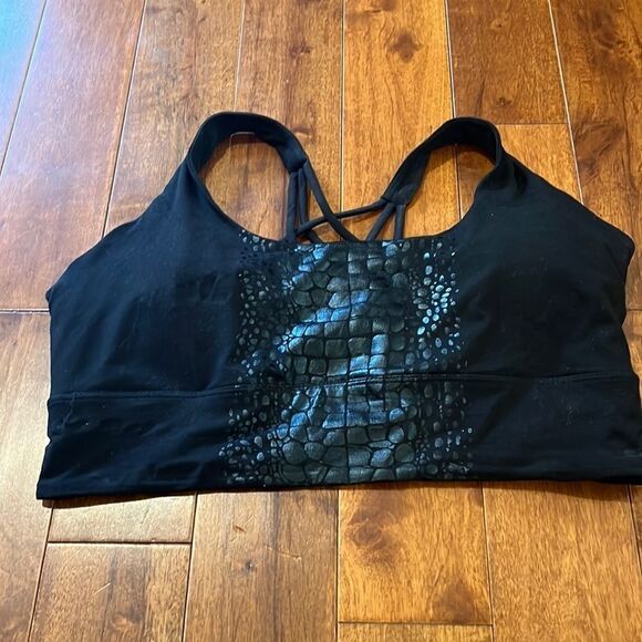 Rae Mode Black Snakeskin Detail Cross back Bra Top - Picture 1 of 7
